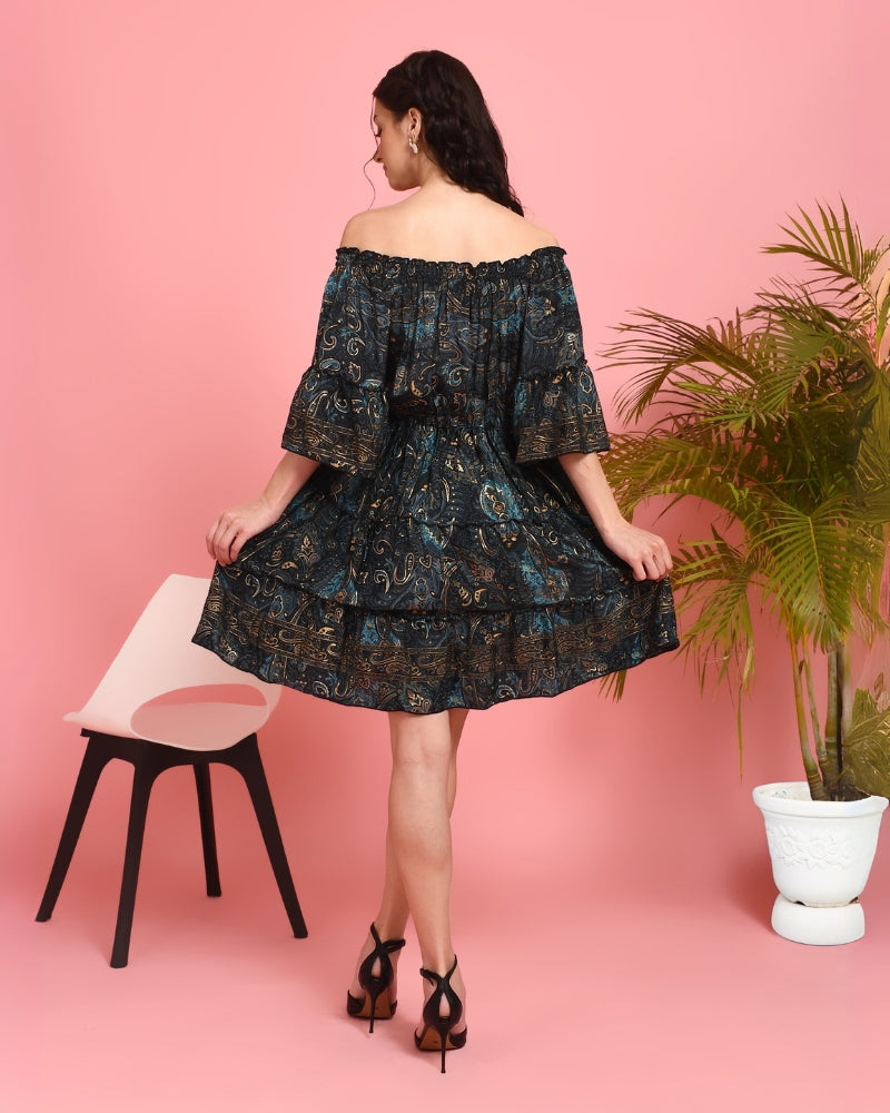 Nyra twilight off-shoulder mini dress