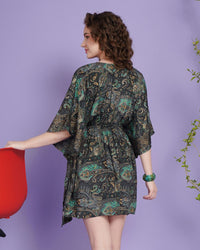Tara mystic jade kaftan mini dress