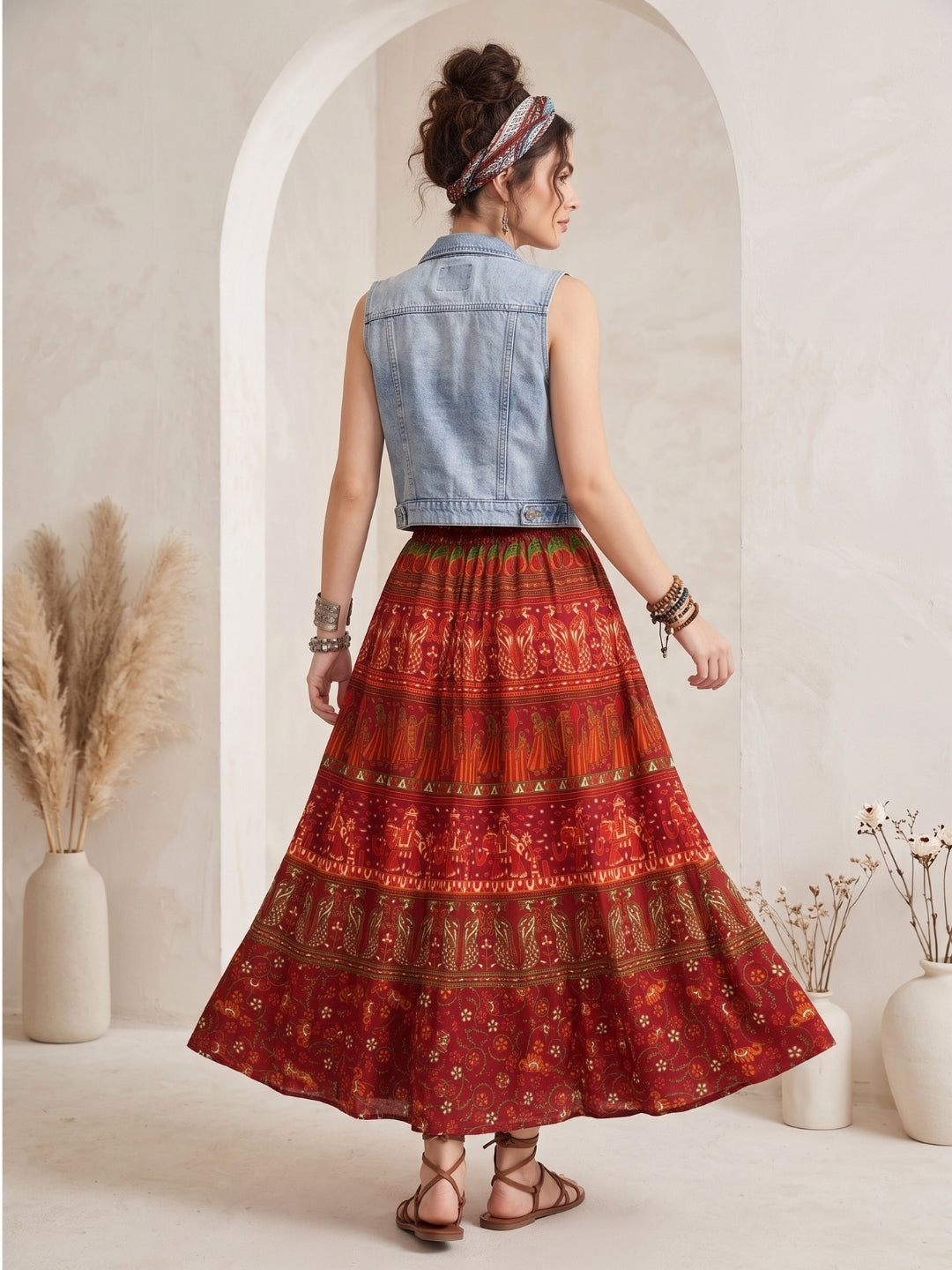 Cinnamon ember boho maxi skirt