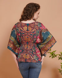 Paisley pop fusion kaftan top