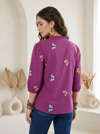 Elodie wild berry embroidered boho shirt