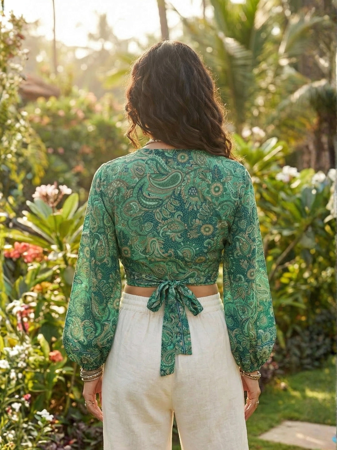 Eirlys emerald paisley boho wrap top