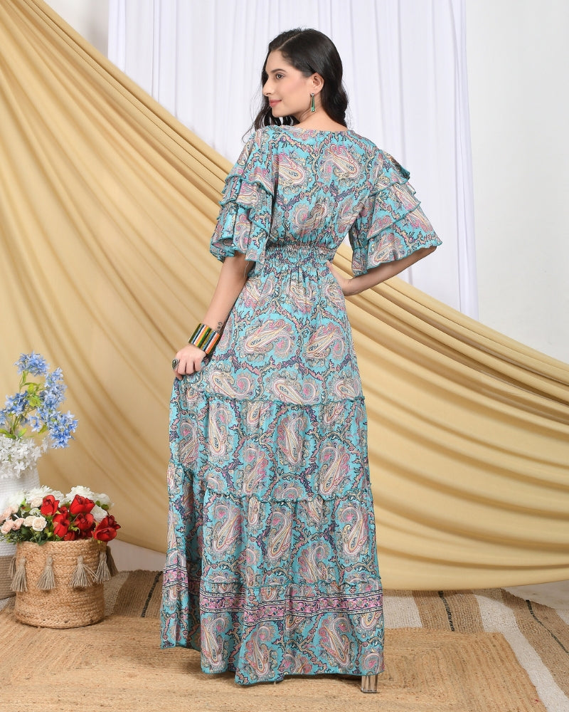 Celestine blush breeze tiered maxi dress