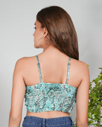Coralia aquatic bloom ruched crop top
