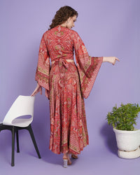 Rosy reverie skirt and crop top co‑ord set