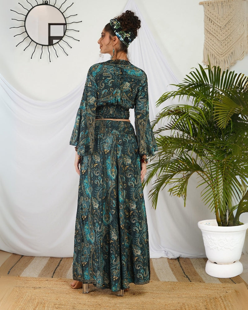 Amira ocean whirl palazzo co-ord set