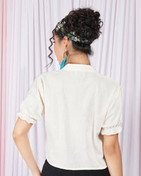 Maribel moon-white mandarin top