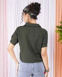 Maribel moss cuban collar cotton top