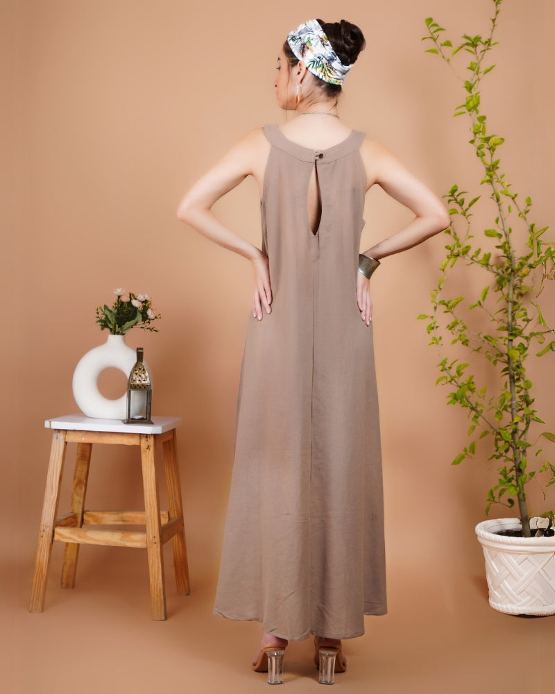 Nomadic beige khadi maxi dress