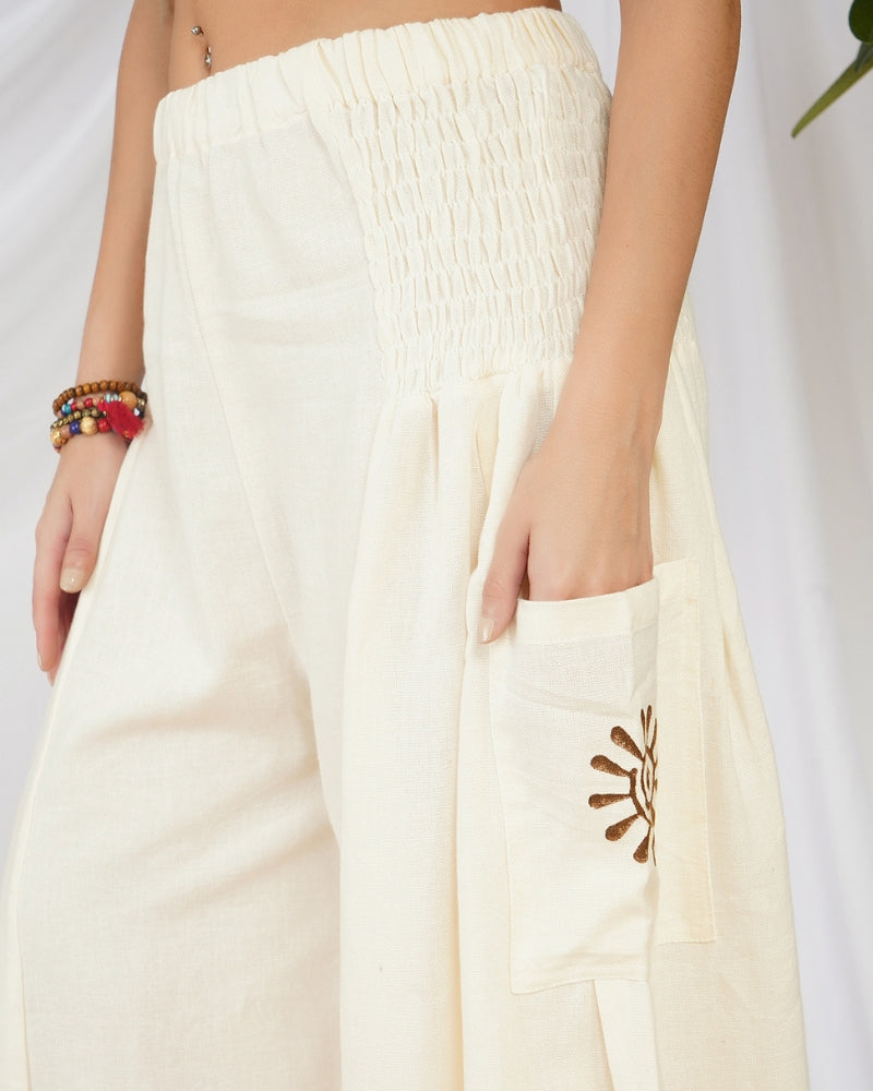 Ivory solstice cotton palazzo pants