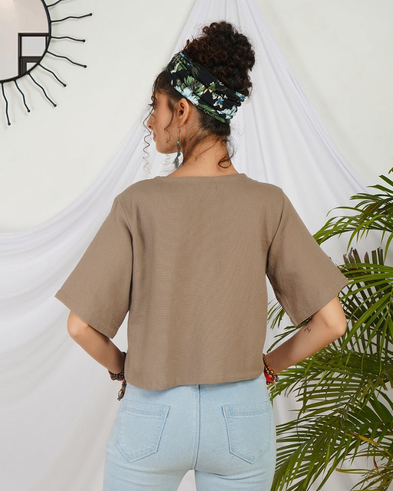 Mireille desert beige boho top