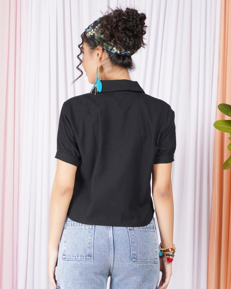 Sienna noir boho cotton top