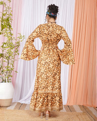 Elowen honey ochre wrap maxi dress