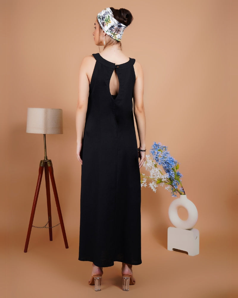 Black mirage khadi maxi dress