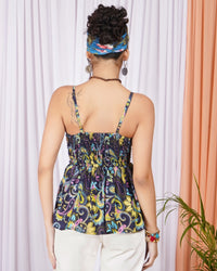 Seraphine midnight paisley spaghetti top