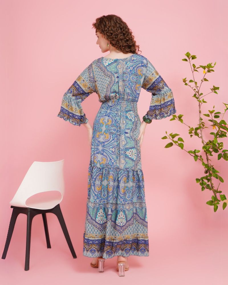 Sky halo paisley maxi dress