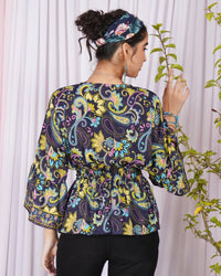 Fiora twilight paisley peplum top