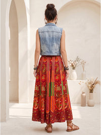 Rustic ember boho maxi skirt