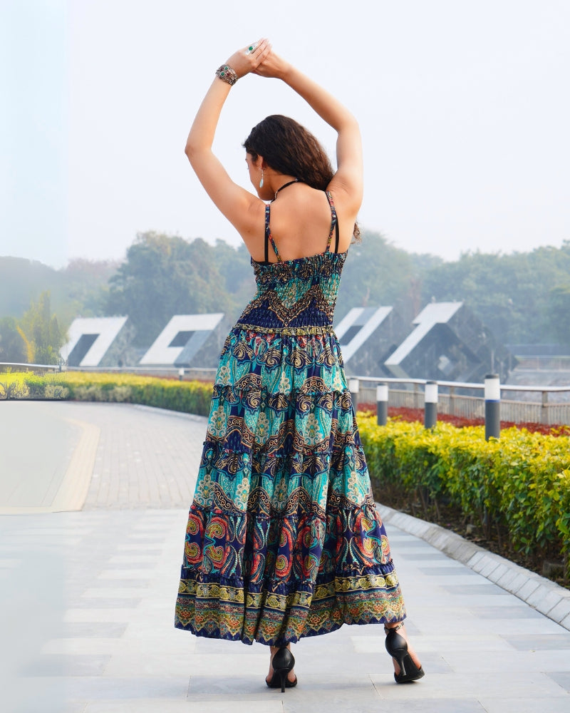 Navy serenity smocked maxi dress Boholyfe Navy serenity smocked maxi dress Boholyfe