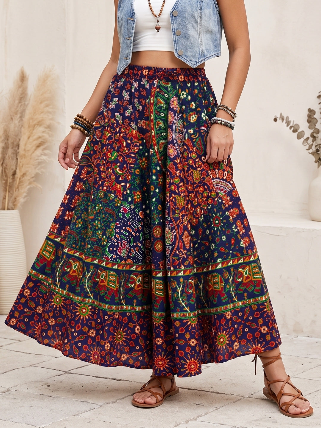 Forest ember boho maxi skirt