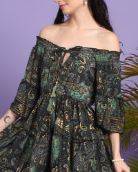 Zoya forest muse off-shoulder mini dress