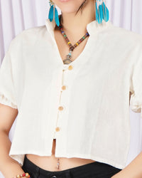 Maribel moon-white mandarin top