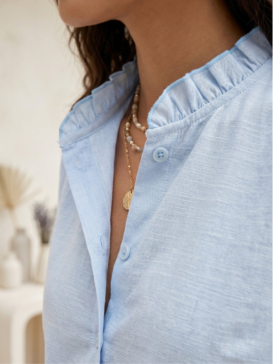 Coralie bluebell mist cotton shirt