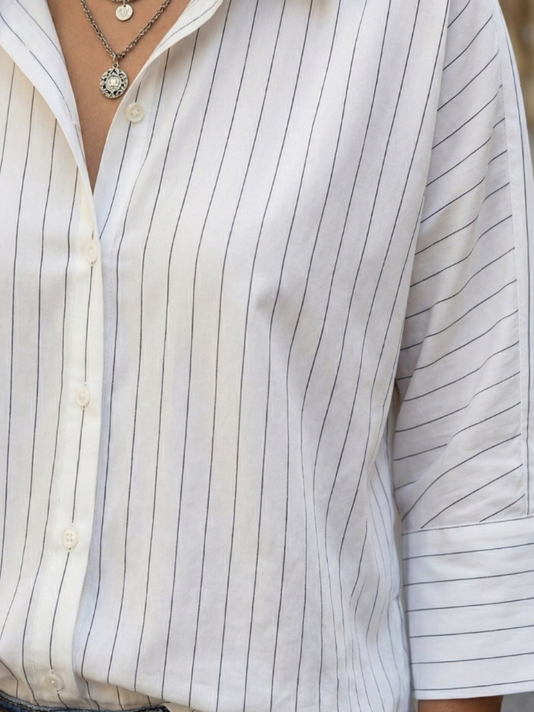 Ismerie pearl stripe boho formal shirt