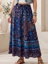 Midnight lagoon boho maxi skirt