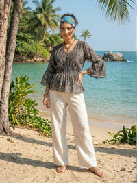 Moonlit paisley boho peplum top