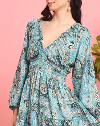 Lyra Ice gold paisley mini dress