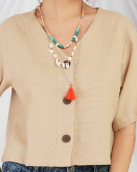 Aurora beige breeze boho crop top