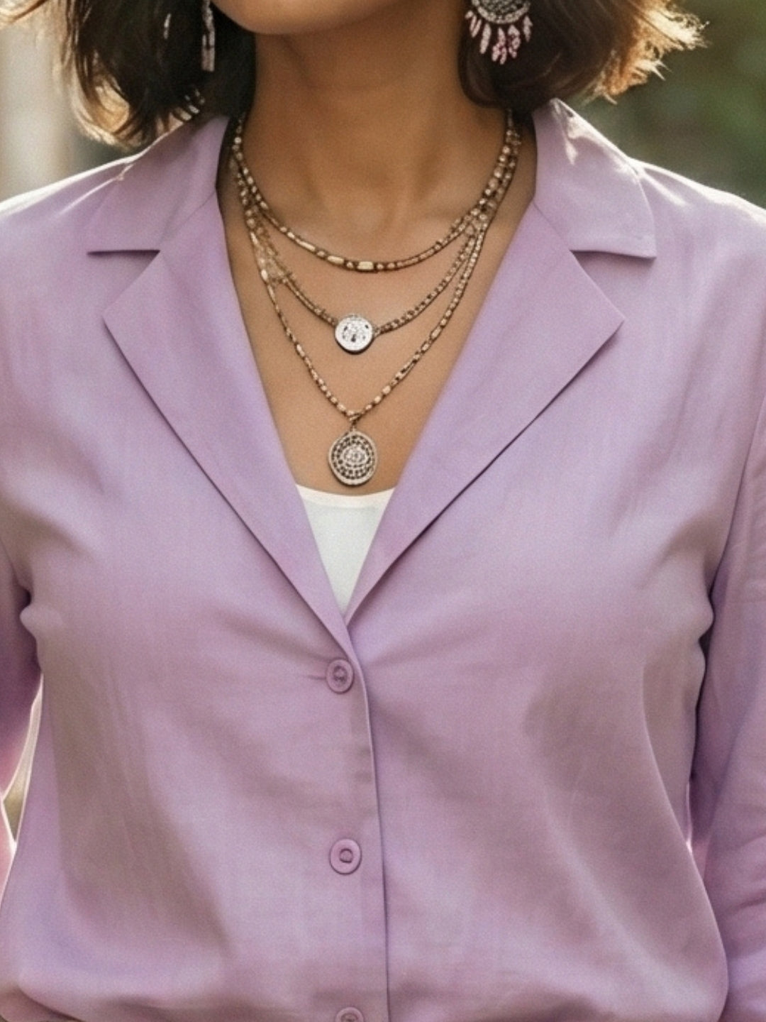 Lunara lavender mist lapel collar shirt