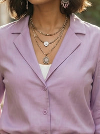 Lunara lavender mist lapel collar shirt