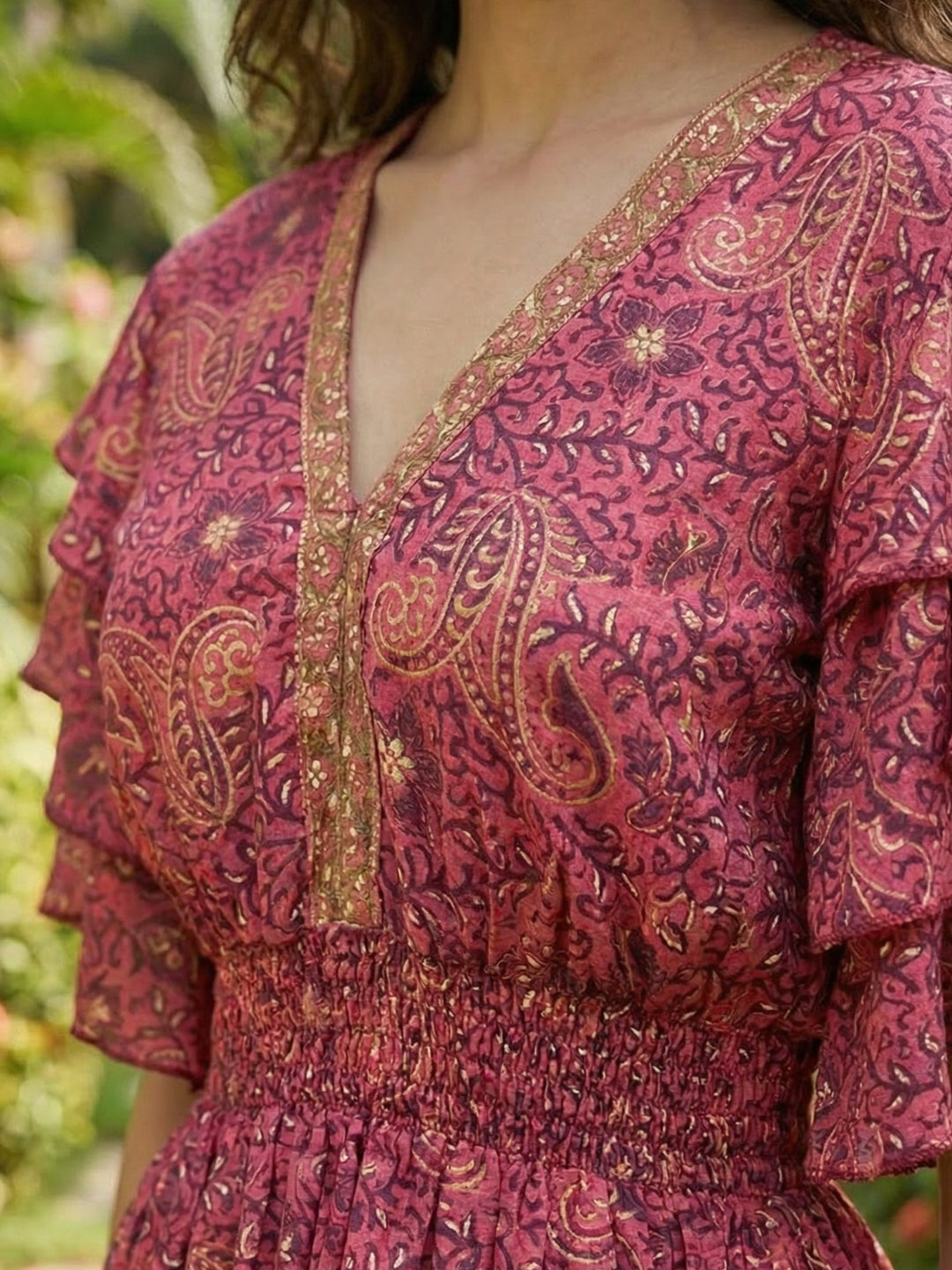 Talise rosewood paisley peplum top
