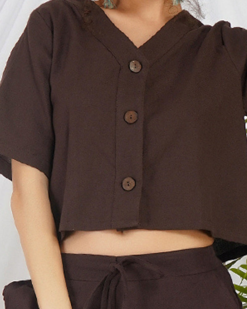 Selesta mocha brown cotton co-ord set