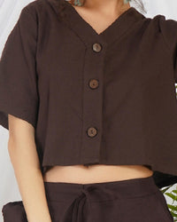 Selesta mocha brown cotton co-ord set