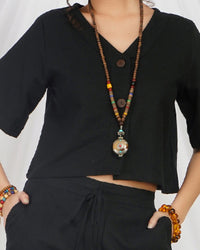 Evadne raven black cotton co-ord set