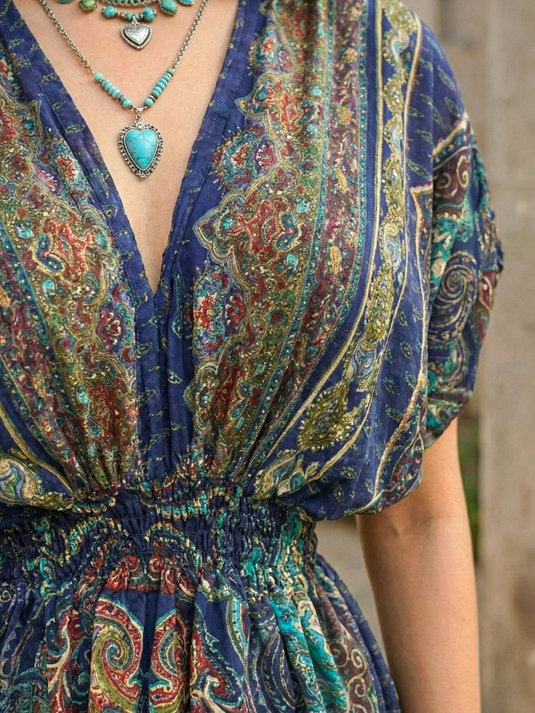 Calindra navy nomad boho peplum top