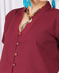 Seren winewood button down top