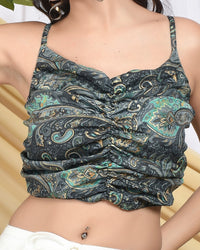 Lyselle jade night foil ruched crop top