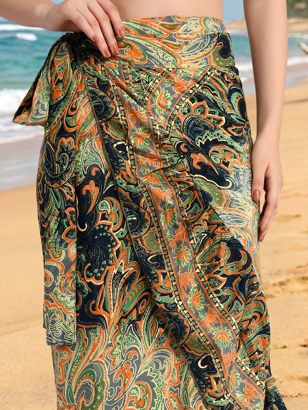 Evelisse olive mirage boho wrap skirt