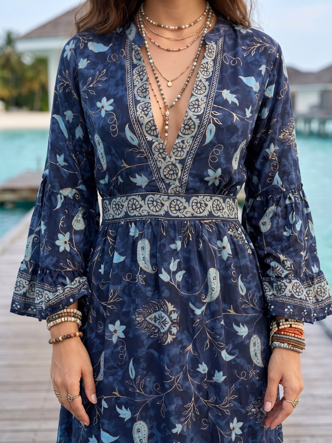 Mystic ocean bohemian maxi dress