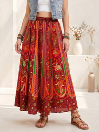 Rustic ember boho maxi skirt