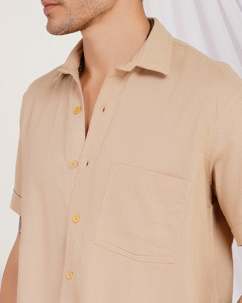 Arlo sandstone organic cotton shirt