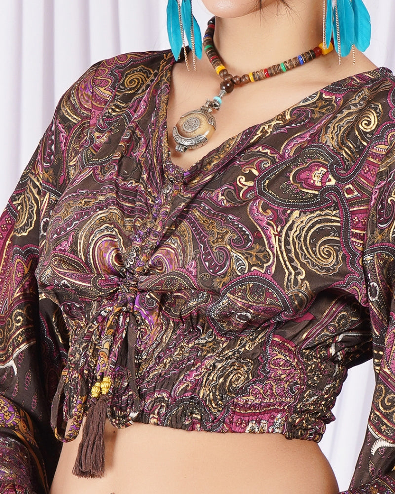 Clarisse cocoa-wine ruche top