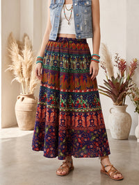 Autumn tapestry boho maxi skirt
