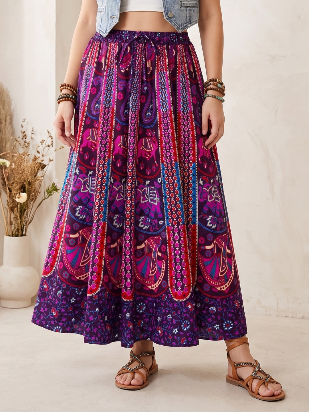 Twilight bloom boho maxi skirt