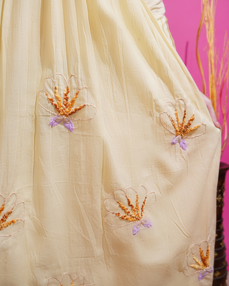 Sunlit elegance hand-embroidered midi dress