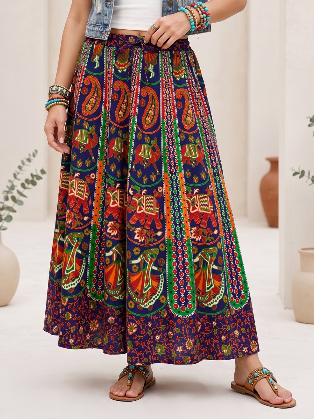 Peacock trail bohemian skirt